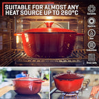 Uno Casa Enameled Cast Iron Dutch Oven - Red - 6Qt Dutch Oven Pot with Lid, Long-Lasting Enamel Casserole Dish for Bread Baking, Stews, and Roasting - Durable Non-Stick Iron Cookware for Versatile Cooking