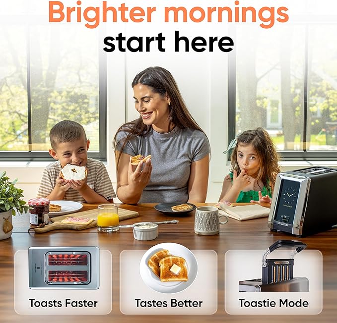 Revolution R180 Connect Smart Toaster, 2-Slice High-Speed Touchscreen Toaster with Patented InstaGLO Technology, Wi-Fi Connectivity, Weather Widget, and Over-the-Air Updates, Black