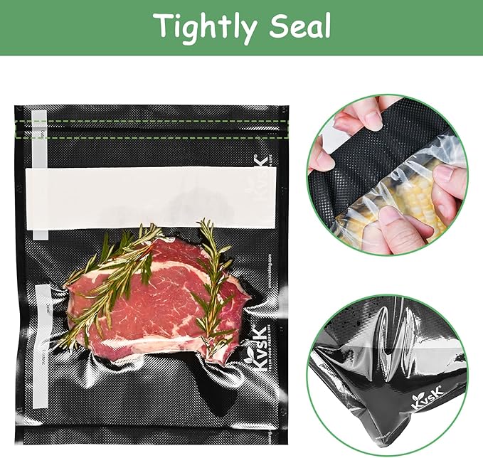 Black Clear Vacuum Seal Rolls Bags - 11" x 16.4 ' 3 Pack, 3.6mil+10mil Thickened Commercial Grade Roll For Food Storage, BPA Free & Prevent Freezer Burns