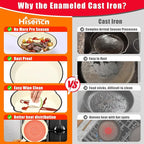 Hisencn Enameled Cast Iron Skillet Set - 3-Piece Fry Pans (8",9.5",11"), PFAS/PTFE/PFOA-Free, Oven & Induction Safe, Cream White Cookware for Gas, Electric, Ceramic Stovetops