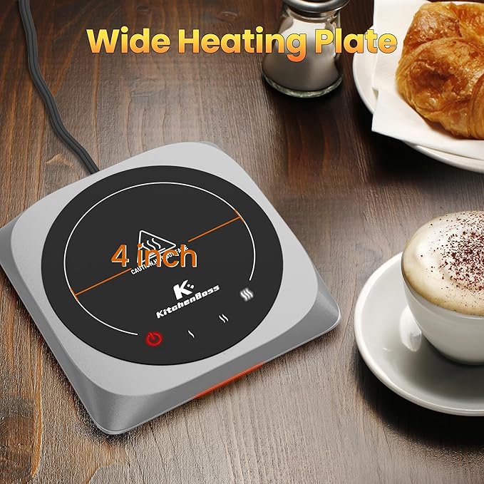 Electric Mug Warmer for Desk, KitchenBoss Coffee & Beverages Cup Warmers with 4 Hours Auto Shut-Off, Smart Candle Warmer - Ideal Gifts for Coffee Lover