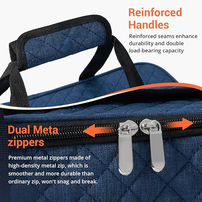 Lunch Bag - Large Insulated Casserole Carrier, Reusable Lunch Box for Men/Women, Insulated Lunch Bag Leakproof Lunchbox for Men Adults Work Picnic Hiking Beach(Navy Blue) 17.12" x 11.42"