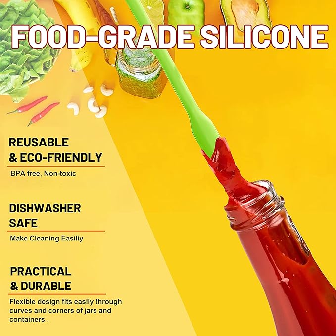 Anaeat Mini Silicone Spatulas - Set of 4 Multifunctional Small Kitchen Scraper Lotion Stirrer Tiny Makeup Beauty Spatula Reusable for Jam Jar, Cosmetic Bottles, Narrow Can and Thin Bottles (Colorful)