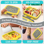 Bentgo Kids Prints Leak-Proof, 5-Compartment Bento-Style Kids Lunch Box - Ideal Portion Sizes for Ages 3-7, Durable, Drop-Proof, Dishwasher Safe, & PFAS & BPA-Free Materials (Construction Trucks)