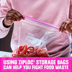 Ziploc Quart Food Storage Bags, Stay Open Design with Stand-Up Bottom, Easy to Fill, 136 Count