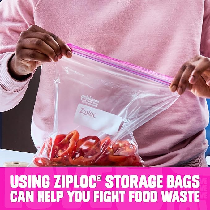 Ziploc Quart Food Storage Bags, Stay Open Design with Stand-Up Bottom, Easy to Fill, 29 Count