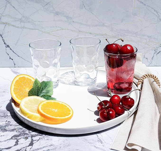 Home Essentials Drinking Glasses - Set of 10 - Juice Glass Small Cups, Premium Quality Cooler 7 Oz. Circular Glassware. Ideal for Water, Juice, Cocktails, and Iced Tea. Dishwasher Safe.