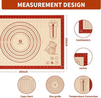 Silicone Baking Pastry Dough Mat - 26x16Inch Extra Large Cookie Bread Rolling Mats Sheet, Nonstick Kitchen Counter Kneading Board, Thick Reusable Pie Cookies Pizza Fondant Making Matt with Measurement