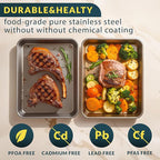 Baker’s Signature Stainless Steel Cookie Sheet Pan, Stainless Steel Baking Sheet Set of 2, Mirror Finish, Non-Stick, Rust Resistant, BPA Free, Dishwasher Safe, 17.5 x 13 Inch