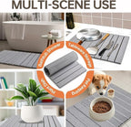 Stone Dish Drying Mats for Kitchen Counter, 24"(L)×16"(W) Collapsible Diatomaceous Earth Mats, Eco-Friendly Absorbent Dish Drying Mat for Dishes Bottles Cups, Match Any Countertop