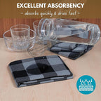 Native Fab 6 Pack Buffalo Check Kitchen Dish Towels, Cotton, Durable, Washable 16"x26" - Tea Towel, Soft Absorbent Cleaning Towels, Hand Towel with Hanging Loop - Black, Grey