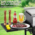 MELLCOM 3 Burner 30000 BTU Outdoor Gas Griddle with Lid (Side Shelf), Portable Flat Top Griddle 28 Inch Heavy- Duty Cast lron Grill, Bottle Rack & Grease Pan for Camping, Picnic, Patio