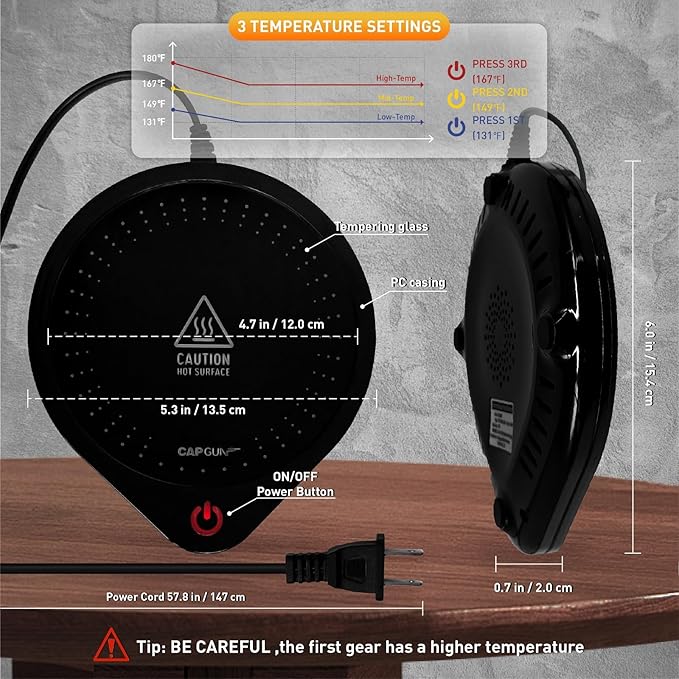 Coffee Mug Warmer,Electric Beverage Warmers, Cup Warmer for Heating Coffee, Beverage, Milk, Tea and Hot Chocolate (Black)