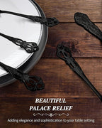 48 Pieces Black Silverware Set for 8, Retro Royal Flatware Set with Steak Knives, Gorgeous Stainless Steel Cutlery Utensil Set Include Forks Spoons and Knives, Mirror Finish,Dishwasher Safe