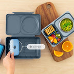 Omie OmieBox UP bento Box for Kids | Insulated Lunch Box | Leak Proof Vacuum Insulated Thermal Food jar | Cooler ice Pack | 2 Compartments (Graphite)