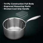 Tri-Ply Stainless Steel Sauce Pan with Steamer Basket & Straining Glass Lid— 2-in-1 Multi-Function Pot for Steaming, Boiling & Simmering — Healthy, Durable, Rust-Resistant, Professional-Grade Cookware