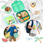 Kids Bento Lunch Box with 12oz Soup Thermo, Kids Leakproof Lunch Food Container with 4 Compartments, Insulated Lunch Bag & Water Cup for Girls Boys to School Travel