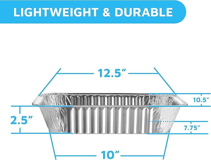 MontoPack Aluminum Foil Pans Half Size Roasting Chafing Pan | Bulk 30 Pack of 9x13 Tins for Cooking, Baking & Catering | Heavy Duty Disposable Cookware Steam Table Trays for Buffet & Food Prepping