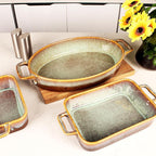 Oval Casserole Dish, 12" x 8" Ceramic Au gratin Baking Dish, 1.6 Qt Large Lasagna Pan Deep for Oven, Baking Pan with Handles - Oven, Microwave, Freezer and Dishwasher safe - Great Gift