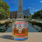 Greenline Goods – North Carolina State University Wolfpack College Whiskey Glasses (Set of 2), 10 oz – Full-Color Logo + Campus Map