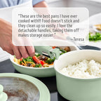 GreenLife 10 Piece Nonstick Pots & Pans Set, Detachable Handle & Stackable Cookware Set, Non Toxic PFAS-Free Skillets, Induction Kitchen Pans, Space Saving, Serving Bowls, Oven Safe, Sage Green