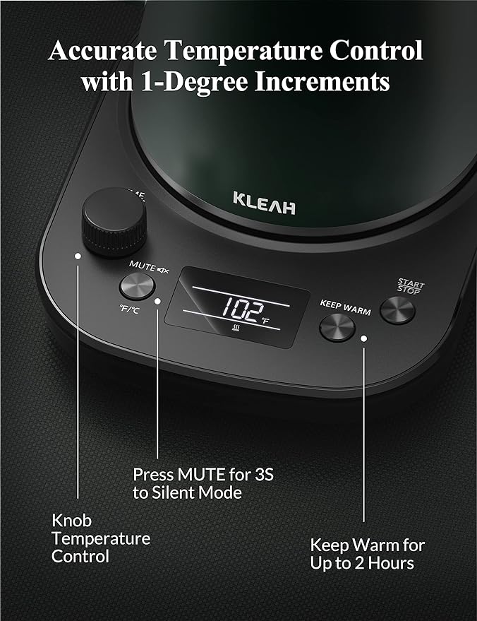 KLEAH Gooseneck Electric Kettle with Temperature Control - 0.8L Automatic Shut Off Tea & Coffee Kettle, Hot Water Boiler Pour Over Coffee Kettle, 1200W Quick Heating Keep Warm, Green