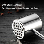 Meat Tenderizer, 304 Stainless Steel Meat Hammer with Wood Handle,Kitchen Meat Mallet for Cooking, Chicken Steak Meat Tenderizer Tool