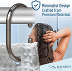 12 Metal Shower Curtain Hooks, Rust-Proof Decorative C-Shaped Curtain Hooks for Bathroom, Chrome Shower Curtain Rings, Fits Rods Up to 1 Inch (C, Silver)