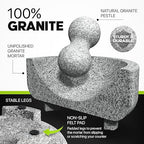 2 Sets Umien™ Granite Mortar and Pestle Set - 100% Granite - 3.5-Cups - 8-Inch – Avocado Tool Included – Natural Stone Molcajete for Spices, Pestos, & Guacamole (Grey) - Stone Grinder - Guacamole
