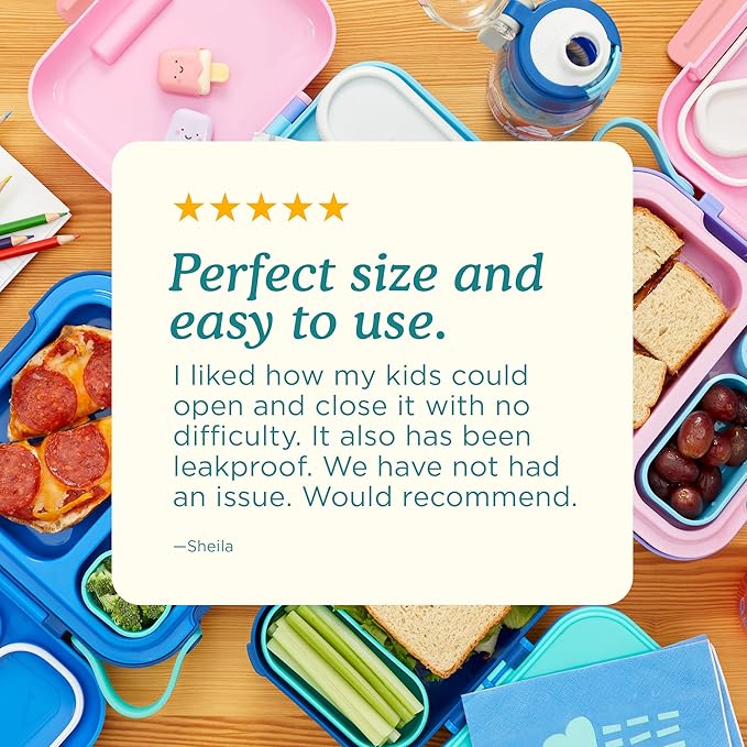 ZOKU - Mini Bento Box for Kids, Stackable, Lightweight, Leakproof, for Children, Kid Friendly Latch, Easy to Clean (Bento Jr) (Pink)