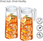 Amazing Abby - Slim - 2-Pack Tritan Pitcher (64 oz), Unbreakable Plastic Water Pitcher with Lid, BPA-Free, Heat-Resistant, Dishwasher-Safe, Great for Both Iced and Hot Drinks, White