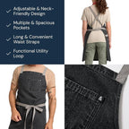 hedley & bennett Crossback Apron - Crossback Chef Apron with Pockets - 100% Cotton Denim, 8oz - Oyster Grey