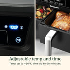 Cuisinart Dual Basket Air Fryer, Two Baskets Totals 11 QT, 4 Function Air Fryer to Air Fry, Roast, Bake & Keep Warm, Features Sync Finish & Settings, Toss Reminder, Automatic Warm Mode & Auto-Pause
