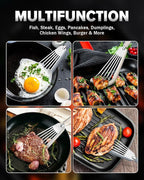 Silicone Fish Spatula Turner Set of 2, Thin Slotted Spatulas Turner for Nonstick Cookware,Heat Resistant Flexible Stainless Steel Kitchen Cooking Spatula Flipper for Fish, Egg, Pancake (KG)