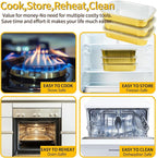 15 Pack Gold Aluminum Foil Pans with Lids 9x13, Extra Heavy Duty Aluminum Foil Baking Pans with Lids, Double Thick Half Size Tin Foil Food Container with Lids for Baking, Heating, Cooking