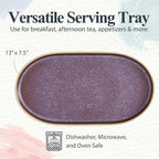 Portmeirion Minerals Oval Serving Platter (13.7"x 7.5") - Stoneware Serving Dish with Reactive Glaze, Amethyst - Modern Ceramic Serveware for Dining, Entertaining, Gifting - Great for Charcuterie