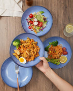 Ceramic Pasta Bowl Set of 4, 32 Oz Large Salad Bowls for Serving, Microwave & Dishwasher Safe Soup Bowls for Kitchen, Light Blue Stoneware Bowl Set