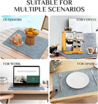 Softalker Vinyl Placemats Set of 6 - Faux Leather Heat Resistant Place Mats, 100% Waterproof Oilproof Wipe Clean Table Mats for Indoor & Outdoor Use, 17’’×12’’, Sky Blue