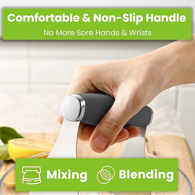 Spring Chef XL Stainless Steel Pastry Cutter Tool for Baking - Heavy Duty Dough Blender - Butter & Dough Cutter Tool with Sharp Blades - Pastry Blender for Easy Mixing - Dishwasher Safe - Gray