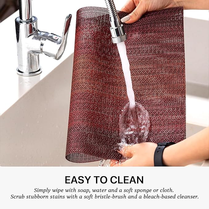 LEXMORE PlaceMats Set of 12 Vinyl/Plastic Woven Place Mats for Kitchen Table Indoor/Outdoor Washable PlaceMat Wipeable Dining Table Mats(Pomegranate Parade)