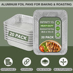 INFINITY EL Disposable Aluminum Foil Pans 20 Pack | Full Size 20.5" x 13" x 3" Deep Disposable Pan, Aluminum Baking Pan | Heavy Duty Foil Pan for Roasting Turkey, Lasagna, Thanksgiving, Christmas