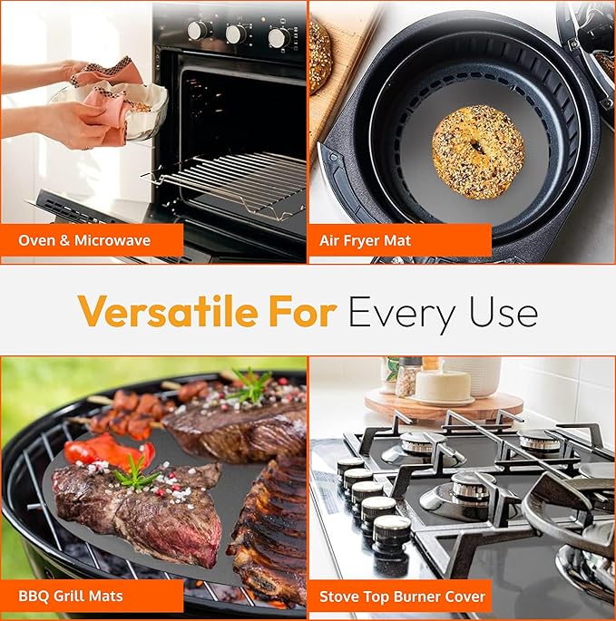 Silver Teflon Liner Roll for Ovens, Stovetops & Grills (75” x 17”) - Cut to Custom Fit - Versatile Non-Stick Teflon Mat, Can Use As Oven Liner, Grill Mat, Stovetop Cover, Baking Sheet, etc.