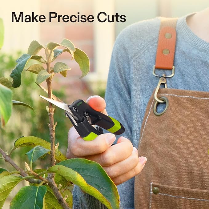 VIVOSUN 2-Pack Gardening Scissors 6.5 Inch Hand Pruner Pruning Shear with Straight Stailess Steel Blades, Black and Green