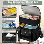 Weitars Lunch Box for Men Women Dual Compartment Lunch Box Heavy Duty Large Insulated Tactical Lunch Bag Durable Cooler Bag With Shoulder Strap for Adults Work Picnic Road Trip