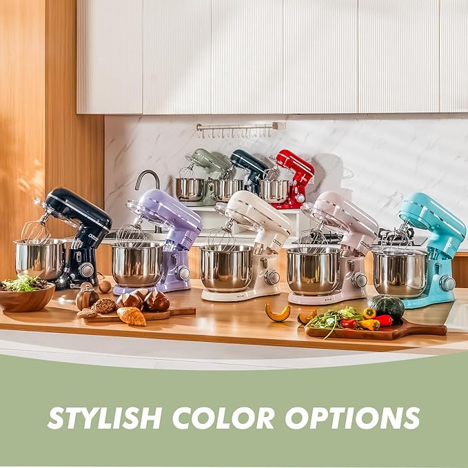 Kitchen in the Box Stand Mixer, 3.5 QT Small Kitchen Electric Stand Mixers, 10-Speed Portable Lightweight Dough Mixer for Daily Use with Egg Whisk, Dough Hook, Beater (Light Green)