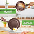 NutriChef 14-Piece Nonstick Brown Cookware Set - Scratch-Resistant Kitchen Pots and Pans with Lids & Utensils, For All Cooktops - NCCW14SBR