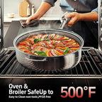 17-Piece 5 Ply Stainless Steel Cookware Set with Lids, Pots and Pans Set Non Stick, Non-Toxic, for Induction, Oven, Dishwasher Safe, RV Essentials, Kitchen Appliances