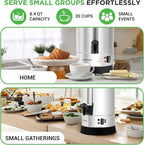 NutriChef Water Boiler and Hot Water Dispenser, 8L Electric Beverage Dispenser with Safety Lock Lid, Non-Drip Tap, Warm Function, Food Grade Stainless Steel, Home & Commercial Use, 19"x9"x9", Silver