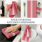 LANE LINEN Kitchen Towels Set - 100% Pure Cotton Dish Towels for Kitchen, Super Absorbent Kitchen Hand Towel, Tea Towels, Soft & Durable Dish Cloths, Pack of 12 – 14”x25”, Red