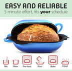 LoafNest: Incredibly Easy Artisan Bread Kit. Cast Iron Dutch Oven [Compact 2 qt size] and Perforated Non-Stick Silicone Liner.